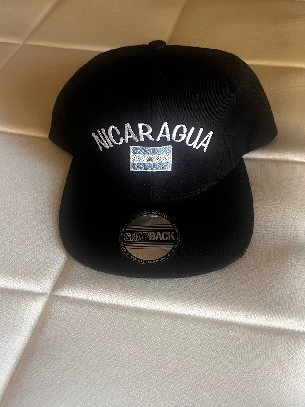 Nicaragua Embroidered Black Snapback Hat